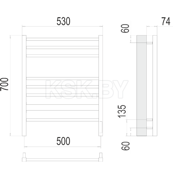 Полотенцесушитель Сицилия sensor quick touch П9 500х700 (4670078526311) 