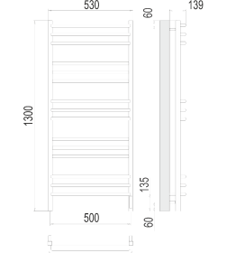 Полотенцесушитель Соренто sensor quick touch П15 500х1300