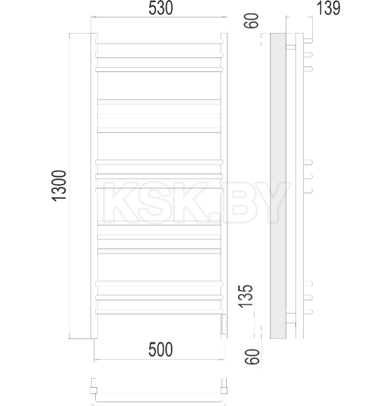 Полотенцесушитель Соренто sensor quick touch П15 500х1300 (4670078531483) 