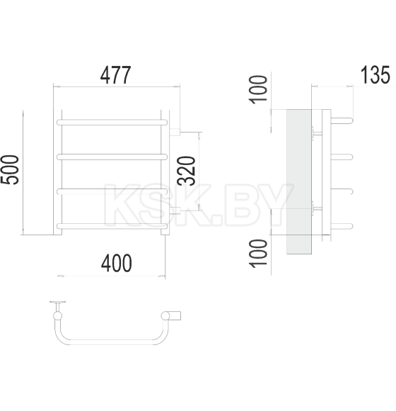 Полотенцесушитель Стандарт П4 400х500 бп320 (4670078530301) 