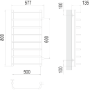 Полотенцесушитель Стандарт П8 500х800 бп600 (4670078530394) 