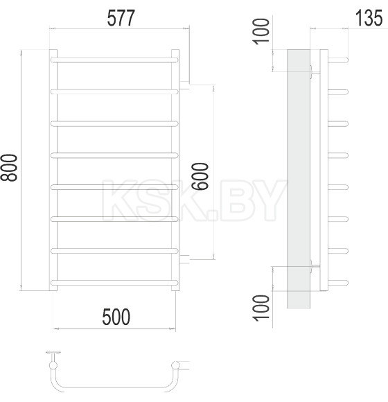 Полотенцесушитель Стандарт П8 500х800 бп600 (4670078530394) 