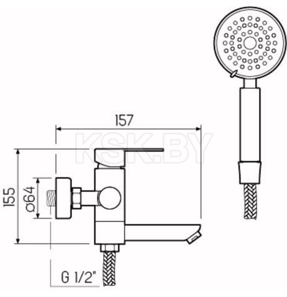 Смеситель для ванны РМС SUS124-009E (SUS124-009E) 