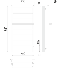 Полотенцесушитель Евромикс квадро quick touch П8 400х850