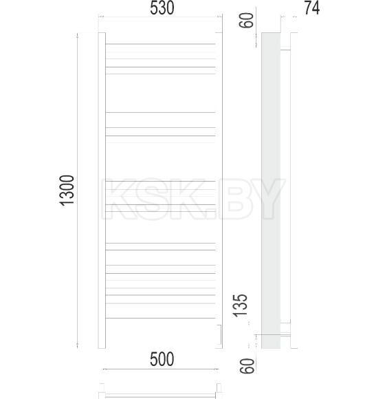 Полотенцесушитель Енисей sensor quick touch П15 500х1300 (4670078526274) 