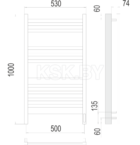 Полотенцесушитель Ното sensor quick touch П12 500х1000 (4670078526519) 