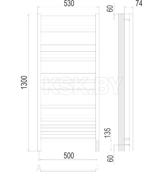 Полотенцесушитель Ното sensor quick touch П15 500х1300 (4670078526953) 