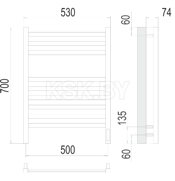 Полотенцесушитель Ното sensor quick touch П9 500х700 (4670078526960) 