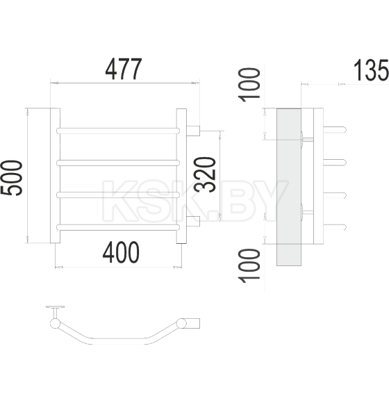 Полотенцесушитель Виктория П4 400х500 бп320 (4670078530042) 