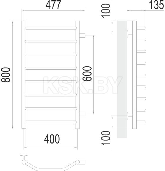 Полотенцесушитель Виктория П8 400х800 бп600 (4670078530103) 