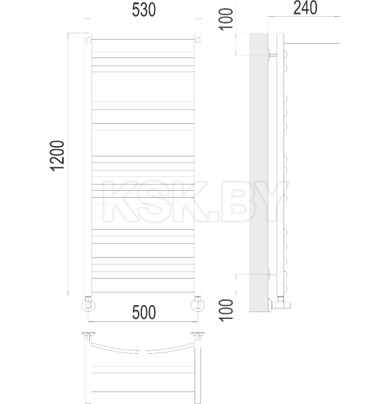 Полотенцесушитель Енисей с полкой П15 500х1200 (4670078529589) 