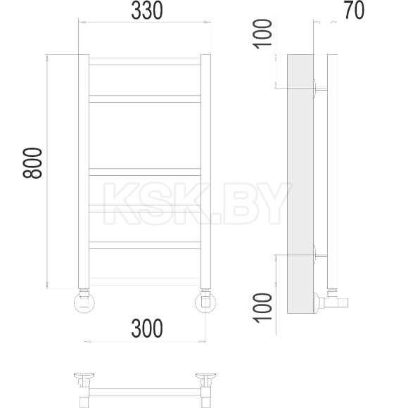 Полотенцесушитель Контур П7 300х800 (4670078529633) 