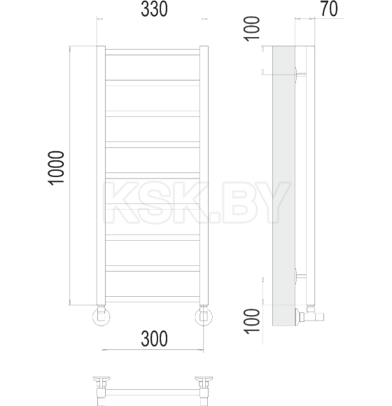 Полотенцесушитель Контур П9 300х1000 (4670078529664) 