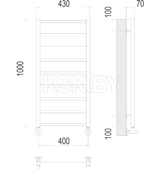 Полотенцесушитель Контур П9 400х1000 (4670078529671) 