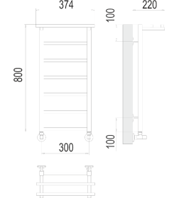 Полотенцесушитель Контур с полкой П7 300х800