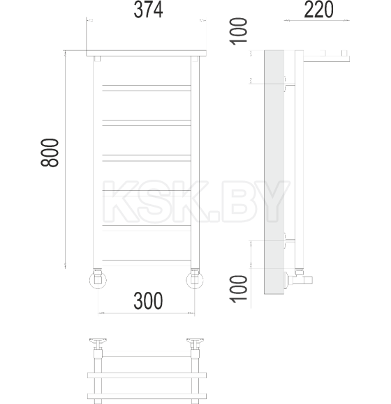 Полотенцесушитель Контур с полкой П7 300х800 (4670078529695) 