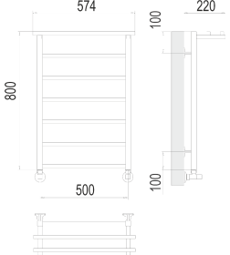 Полотенцесушитель Контур с полкой П7 500х800