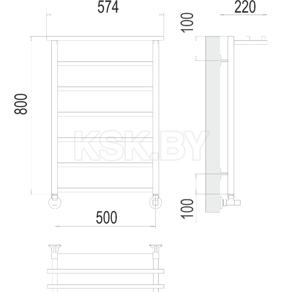 Полотенцесушитель Контур с полкой П7 500х800 (4670078529718) 