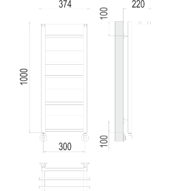 Полотенцесушитель Контур с полкой П9 300х1000