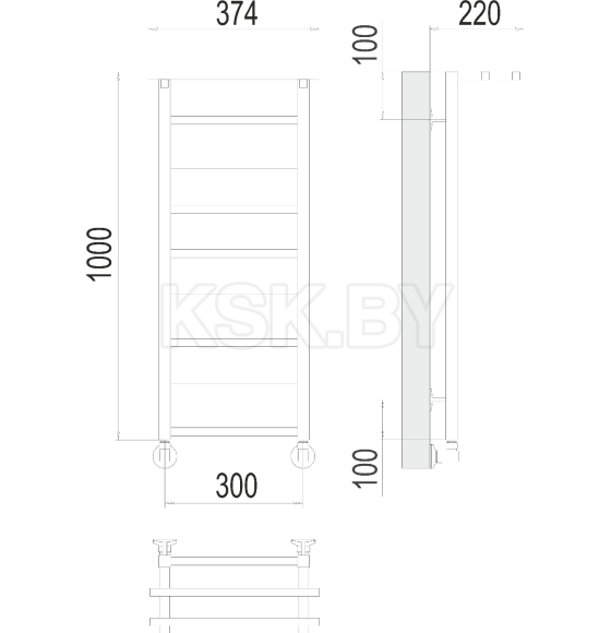 Полотенцесушитель Контур с полкой П9 300х1000 (4670078529626) 