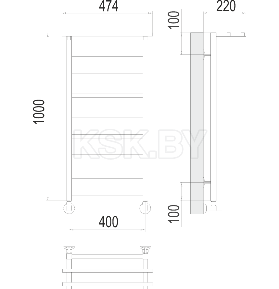 Полотенцесушитель Контур с полкой П9 400х1000 (4670078529732) 