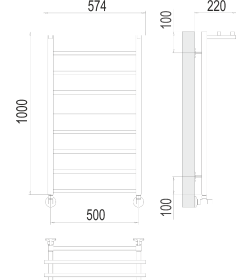Полотенцесушитель Контур с полкой П9 500х1000