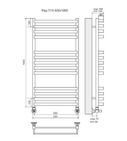 Полотенцесушитель Рид П13 500х1000