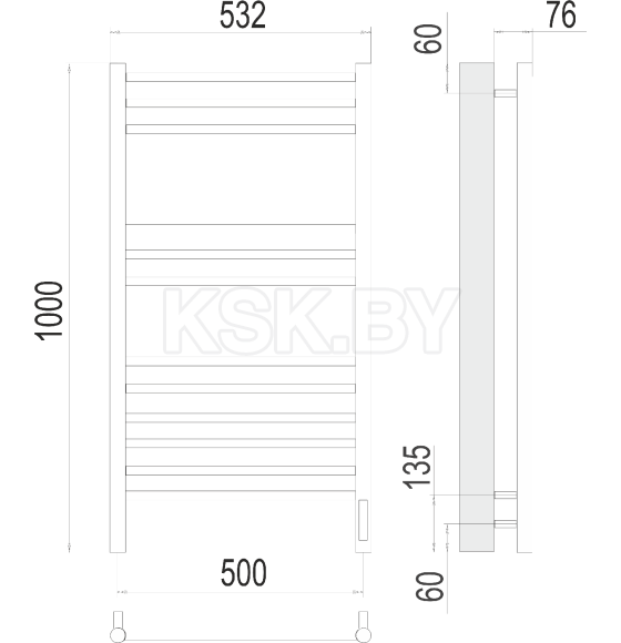 Полотенцесушитель Аврора sensor quick touch П12 500х1000 (4670078527226) 