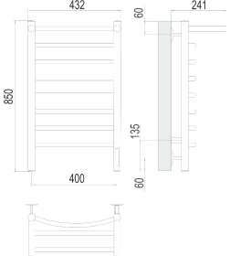 Полотенцесушитель Классик с полкой quick touch П8 400х850