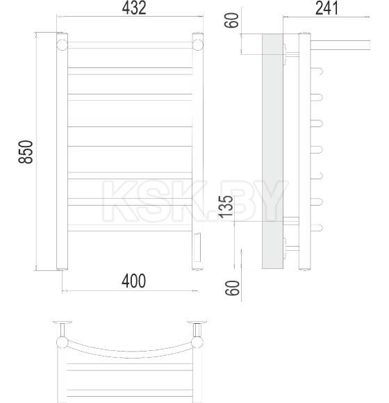 Полотенцесушитель Классик с полкой quick touch П8 400х850 (4670078531407) 