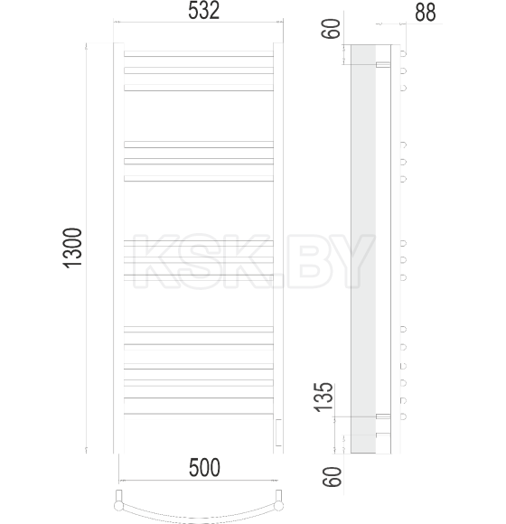 Полотенцесушитель Классик sensor quick touch П15 500х1300 (4670078527349) 