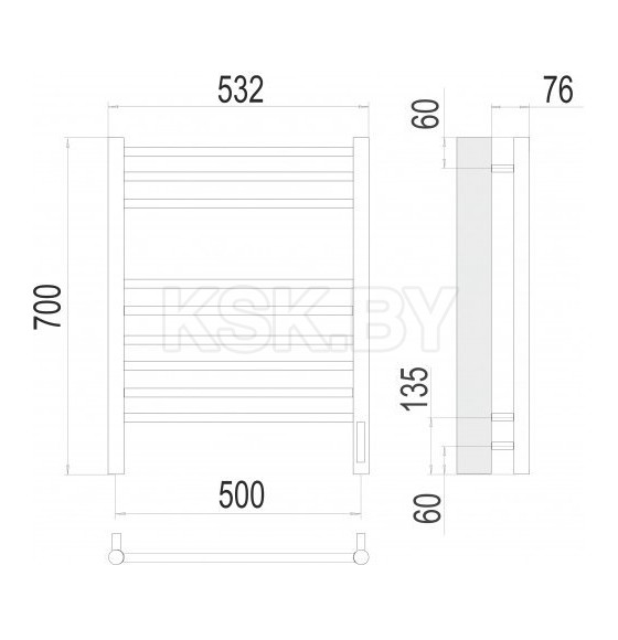 Полотенцесушитель Аврора sensor quick touch П9 500х700 (4670078527240) 