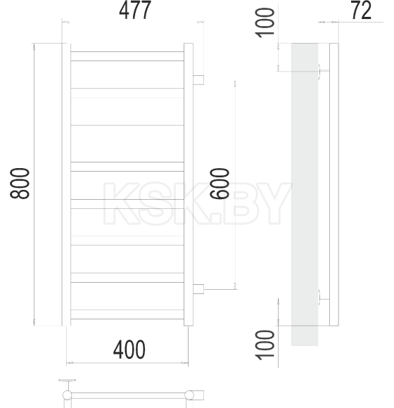 Полотенцесушитель Аврора П8 400х800 бп600 (4670078529916) 