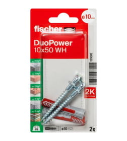 Дюбель универсальный DUOPOWER 10х50 г-образн. крюк(упак. 2шт) Fischer