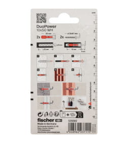 Дюбель универсальный DUOPOWER 10х50 г-образн. крюк(упак. 2шт) Fischer