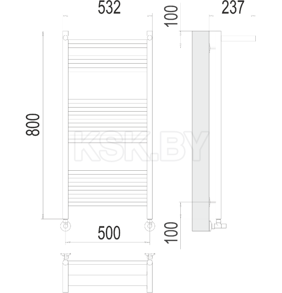 Полотенцесушитель Аврора с полкой П16 500х800 (4670078529428) 