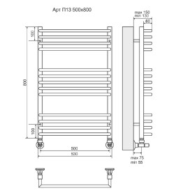 Полотенцесушитель Арт П13 500х800