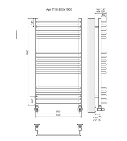 Полотенцесушитель Арт П16 500х1000