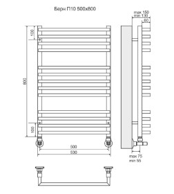 Полотенцесушитель Берн П13 500х800