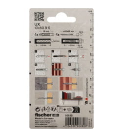 Дюбель универсальный UX 8x50 S с шурупом с шестигр. гол. (5шт упак.) Fischer