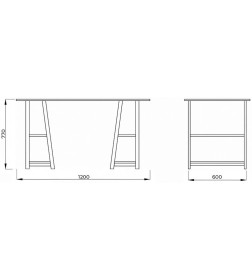 Стол письменный TOPAZ, светлый дуб/черный металл, 1200*600*770