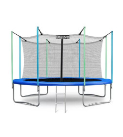 Батут Atlas Sport 374 см (12ft) с внутренней сеткой и лестницей BLUE