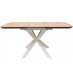 Стол ВЕЙВ раздвижной, 120(160)*80*75, дуб натуральный/белое подстолье  КСЕ/Р-80