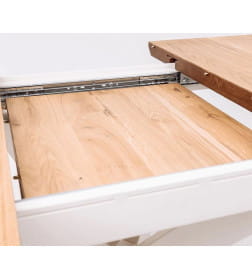 Стол ВЕЙВ раздвижной, 120(160)*80*75, дуб натуральный/белое подстолье  КСЕ/Р-80