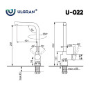 Смеситель для кухни Ulgran 022-304 (Нержавеющая сталь)