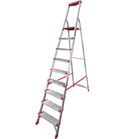 Стремянка алюминиевая односторонняя профессиональная Новая Высота NV 3118, 1х9 ступеней 130 мм, органайзер