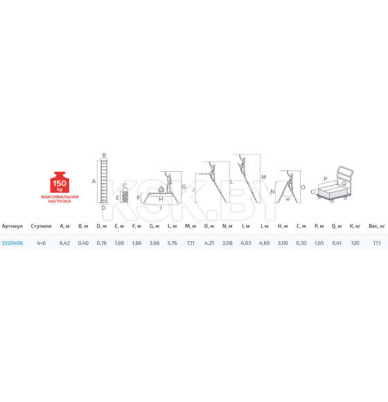 Лестница - трансформер профессиональная 4х6 серия NV332 Новая высота (3320406) 