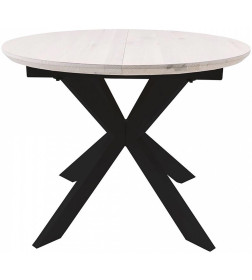 Стол РАУНД раздвижной, d100(140)*75, дуб беленый/чёрное подстолье КСЕ/Р-80 