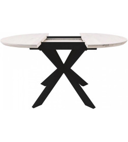 Стол РАУНД раздвижной, d100(140)*75, дуб беленый/чёрное подстолье КСЕ/Р-80 