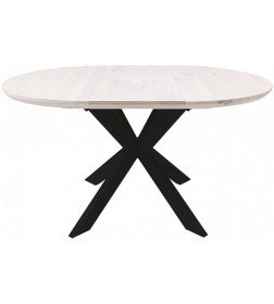 Стол РАУНД раздвижной, d100(140)*75, дуб беленый/чёрное подстолье КСЕ/Р-80 